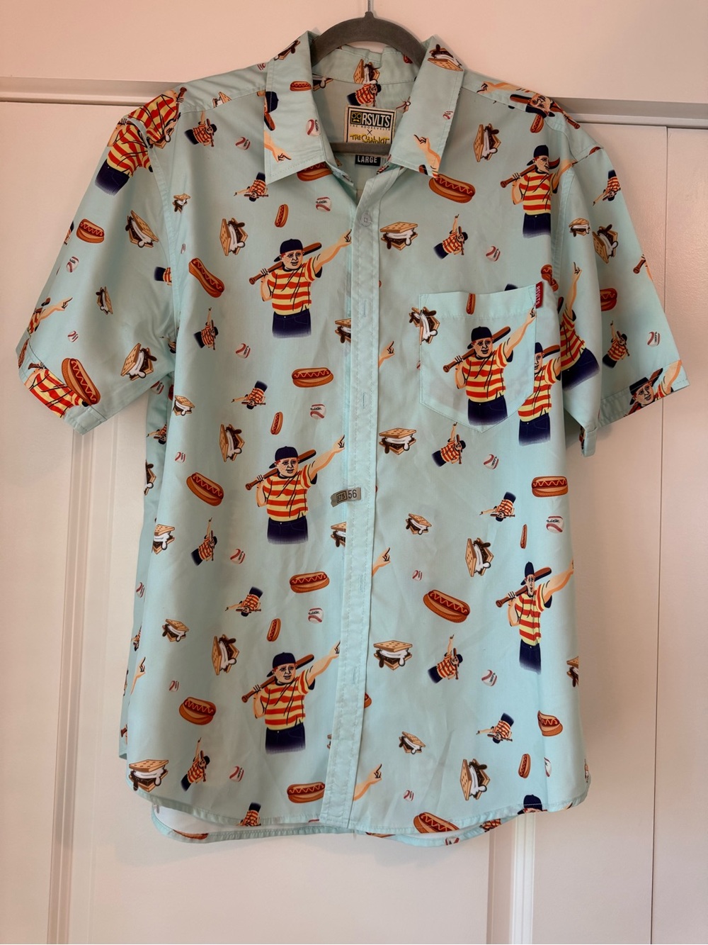 RSVLTS The Sandlot The Great Hambino Short Sleeve Button Up Shirt Size Large